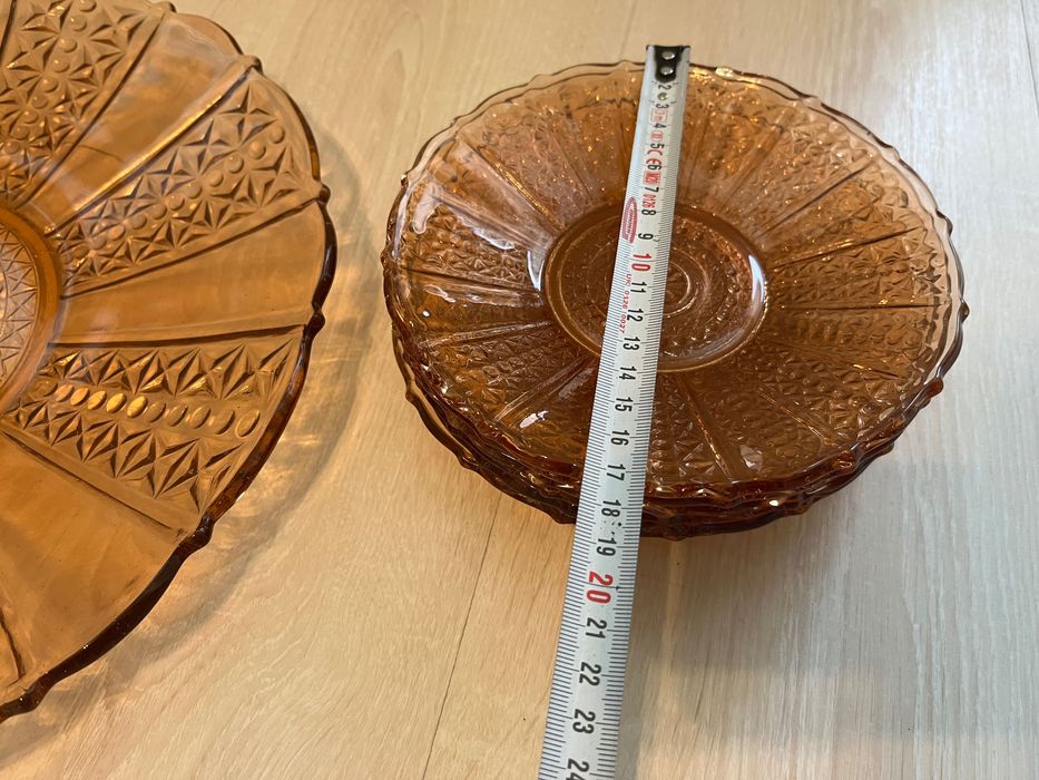 български соц стъклен сервиз за торта 7 части