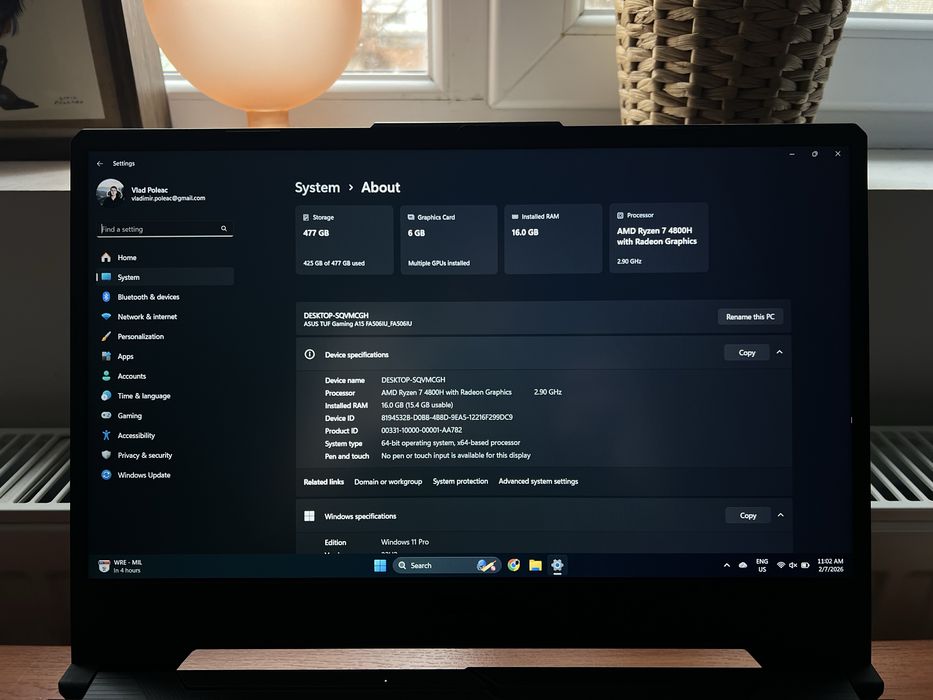 Laptop gaming: ASUS TUF Gaming A15 15.6”
