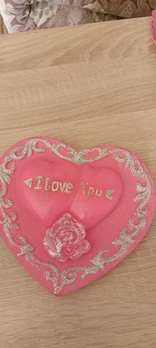 Свеча "сердечки" розовая.