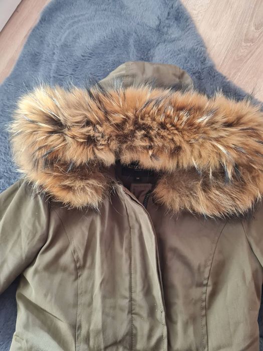 Дамско дълго яке/парка с естествен косъм S размер