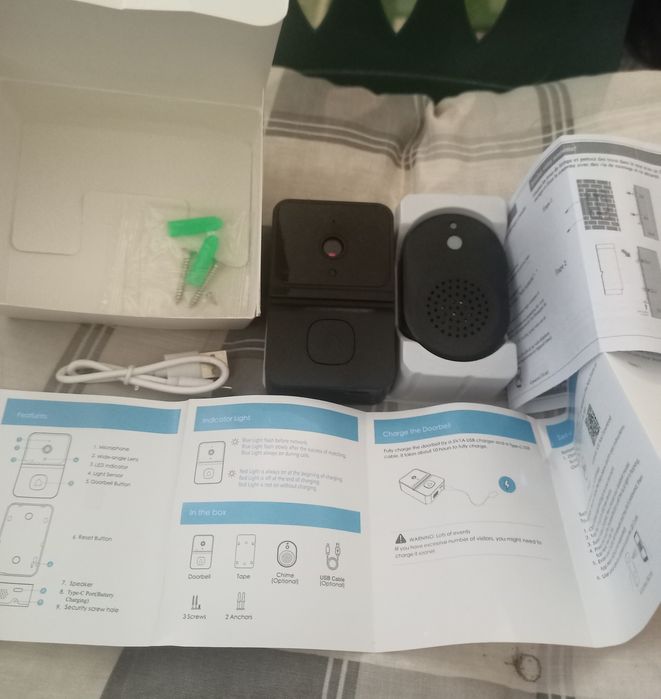 Умен Безжичен Видео Звънец с Двупосочно Аудио, HD Нощно Виждане, USB