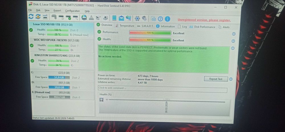 SSD 1TB Lexar NS100 — идеальное состояние, цена ниже рынка, фото прове