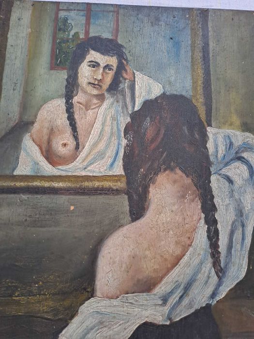 tablou vechi pictura pe lemn 50/35 cm