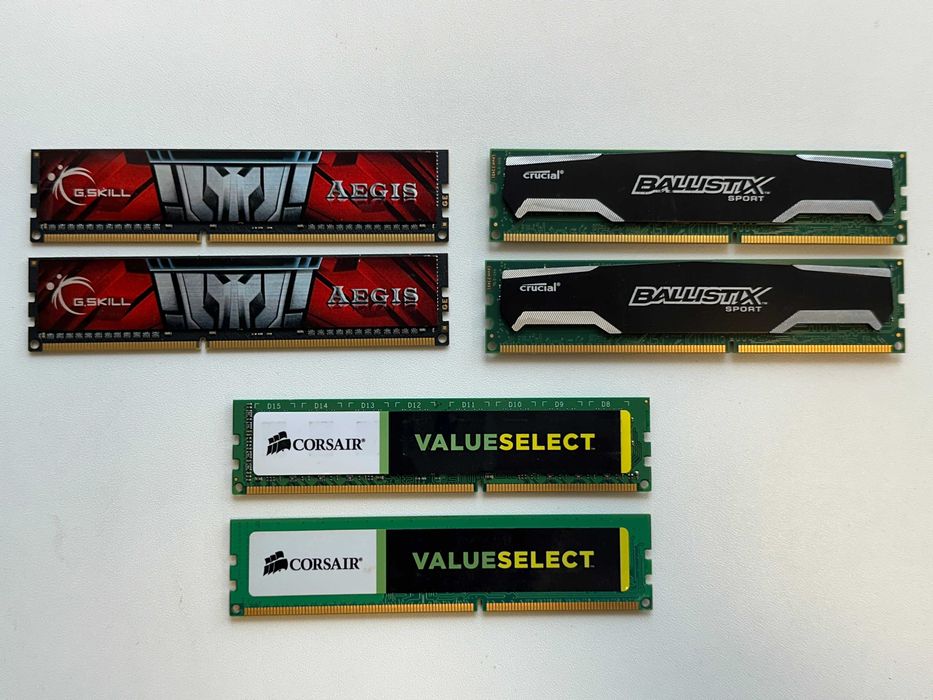 Corsair, Crucial и G.skill DDR3 рам памет- 3 комплекта по 8GB всеки