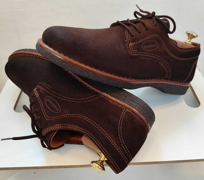 Pantofi derby 42 plain toe Trachiess NOI piele naturala moale suede