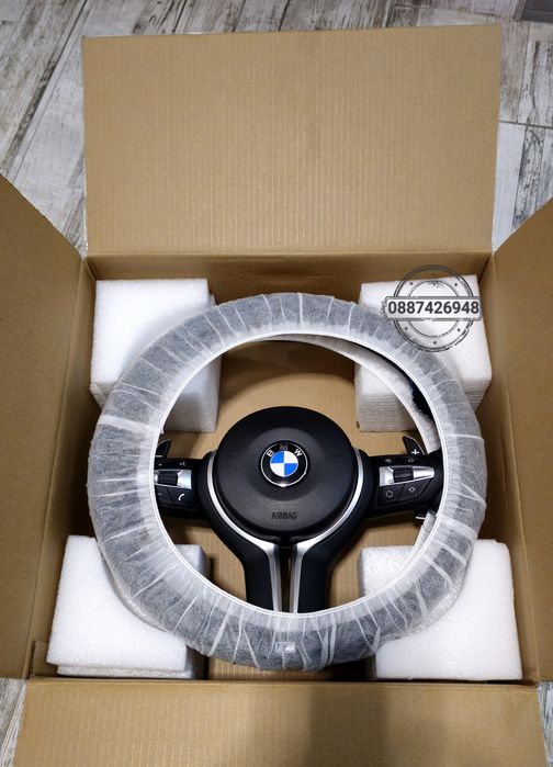 Нов кожен Спортен Волан за Бмв + подарък юбилейна емблема 45мм за BMW