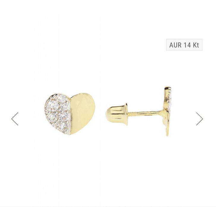 Cercei aur 14k si zirconia pt copii B&B collection