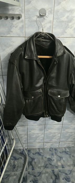 Geacă piele naturală pilot, nr 54 , XL, blană detașabilă