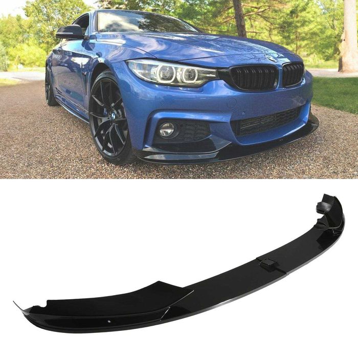 Преден лип спойлер за бмв ф32 ф33 ф36 м тех / bmw f32 f33 f36 lip spoiler m tech / добавка за предна броня със сплитери / нож