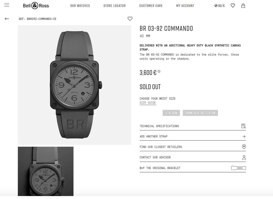 Часовник Bell & Ross BR 03-92 COMMANDO