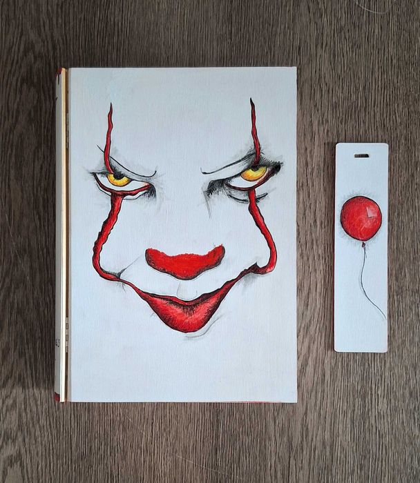 Стивън Кинг " То" - ръчно рисувана кутия за книга и книгоразделител