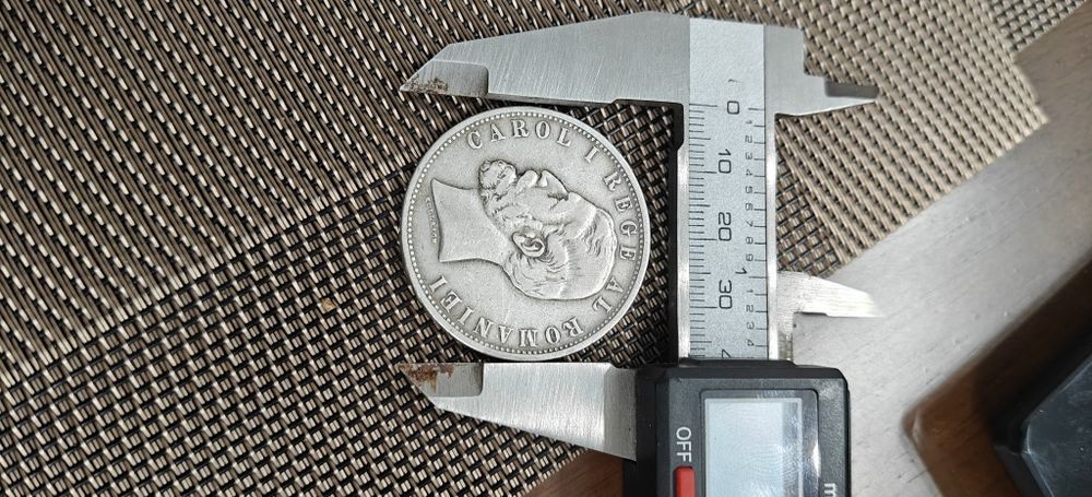 Moneda argint 5 lei 1881 b Carol 1