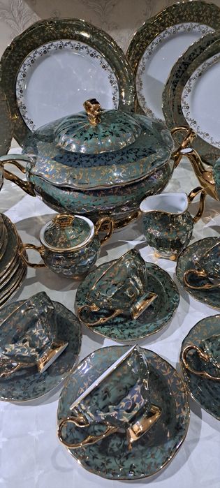 Чехословакия оргинал чайно_столовый сервиз "Хамелион"перламутр на 6