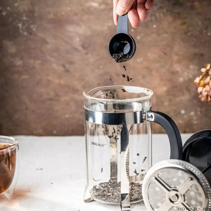Infuzor pentru ceai, din sticla si inox, cu presa, 0.80L, Kinghoff
