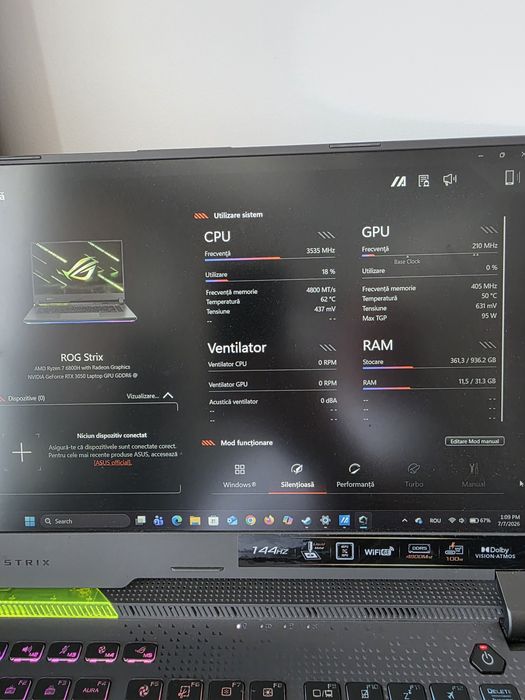 Laptop Asus Rog Strix G513RC RAM 32GB, AMD Ryzen 7 6800h
