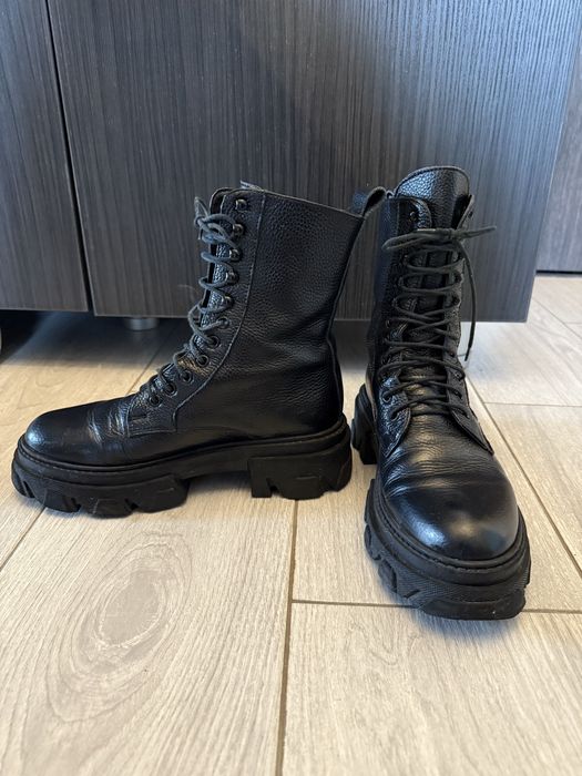 Bocanci din piele naturală Rhizome – negri, mărimea 39