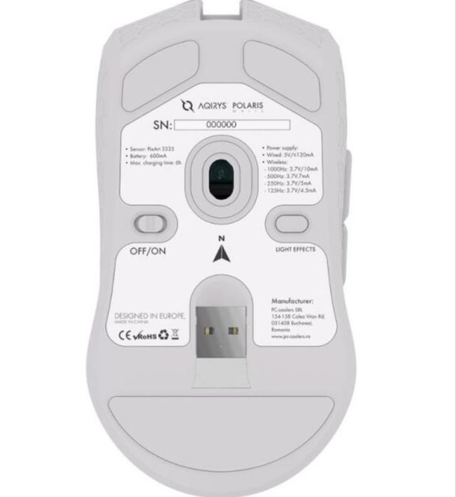Mouse Gaming Wireless AQIRIS Polaris, White