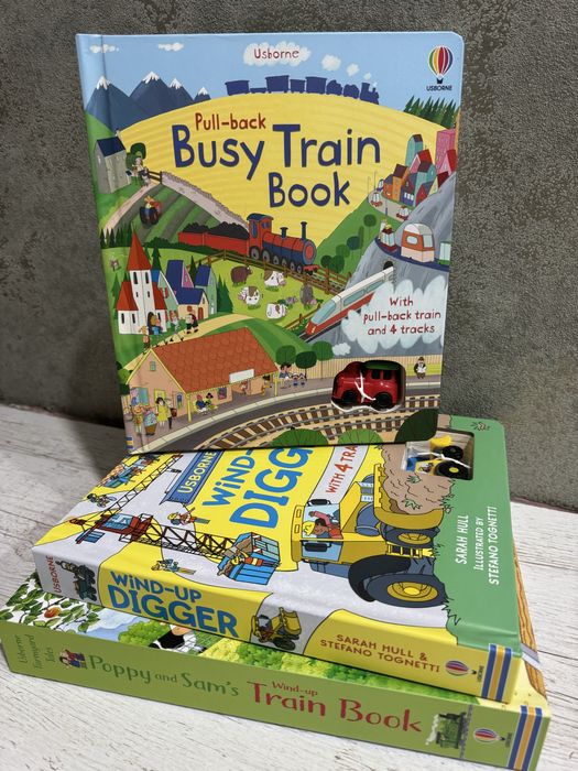 Usborne pull-back busy train book. Carte jucarie trenulet