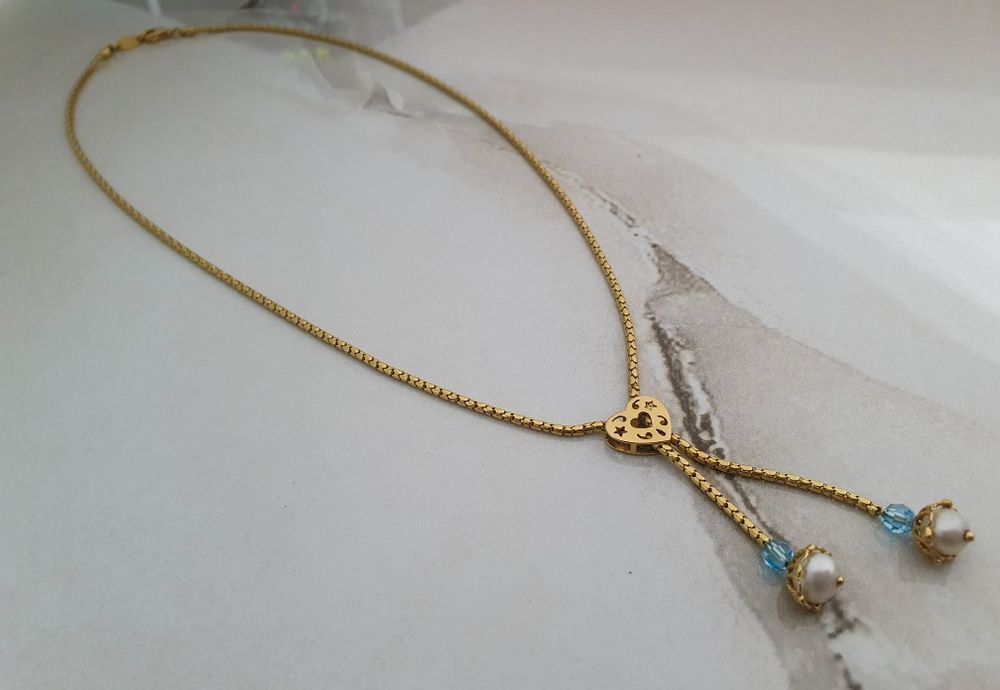 Colier din aur de 18K cu perle și Aquamarin – gramaj 7,36 g