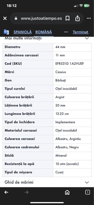 Vand Casio Edifice EFR-531D-1A2VUEF