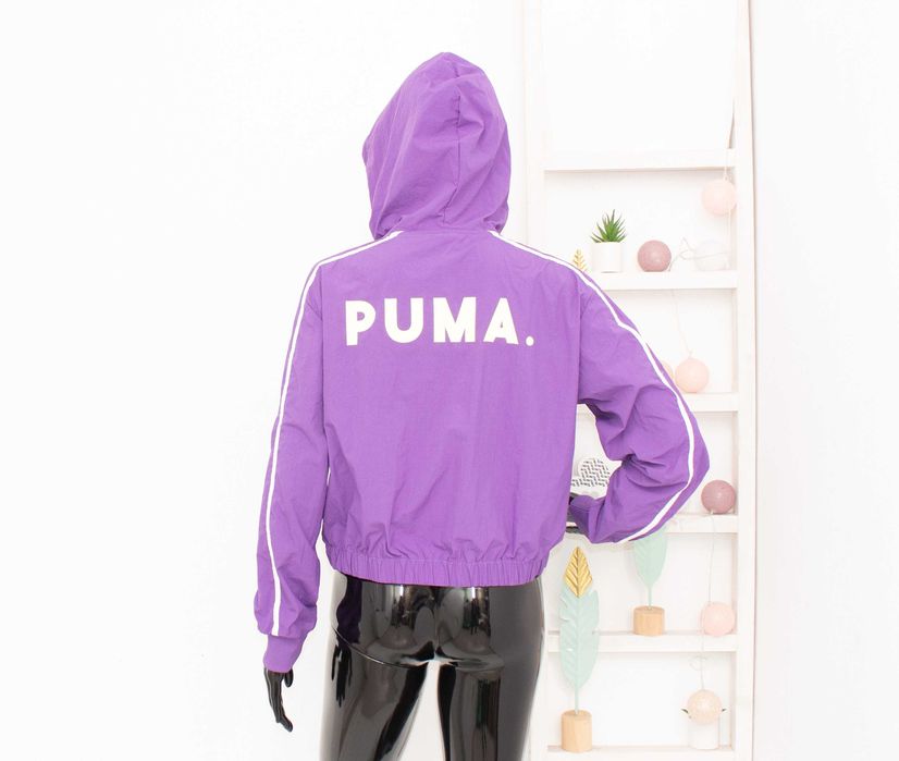 Puma оригинално дамско яке лилаво късо с 1/2 цип анорак ветровка М
