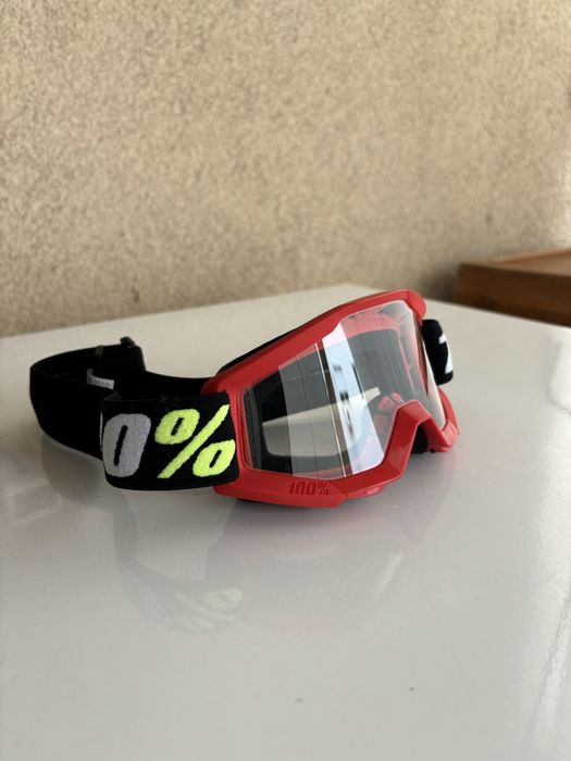 MTB googles copii 100% Strata 2 red Clear Lens