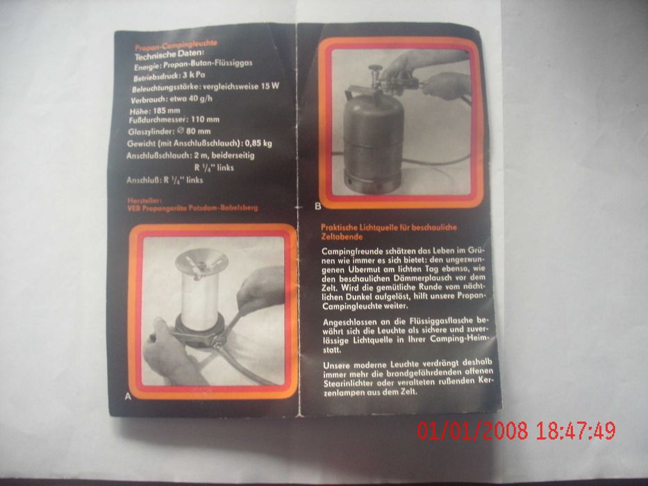 Sistem butelie ,arzator si lumina camping.