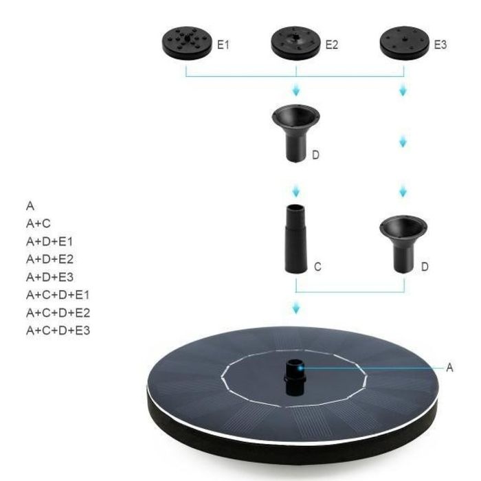 Соларен фонтан с три режима на разпръскване на водата