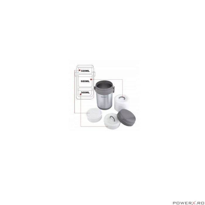Termos alimentar, din inox, 3 recipiente, capacitate totala 1.5L,