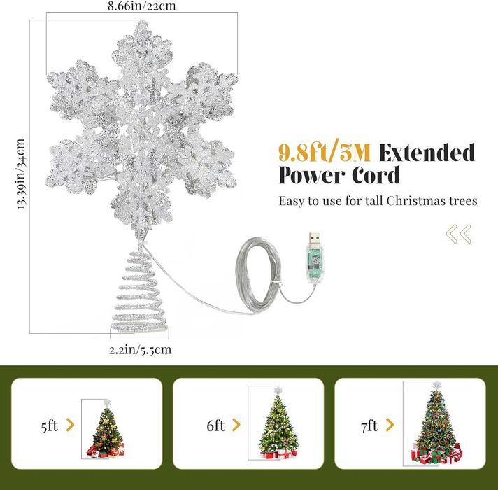 Vârf brad LED fulg Lewondr – 20 LED, USB*