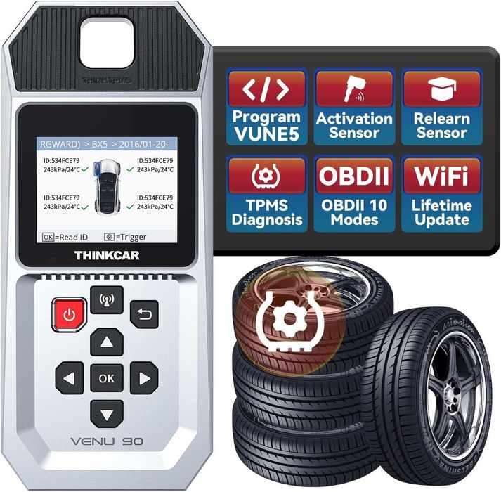 Диагностичен инструмент THINKTPMS VENU90 TPMS OBD2, активиране/четене
