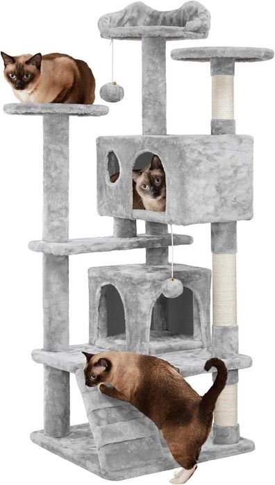 Ansamblu joaca pisici 137 cm funie si platforme |S 593122 Light Gray