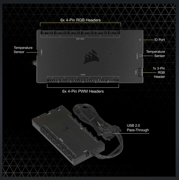 Corsair RGB 18 FANs controler iCUE Commander CORE XT НОВ