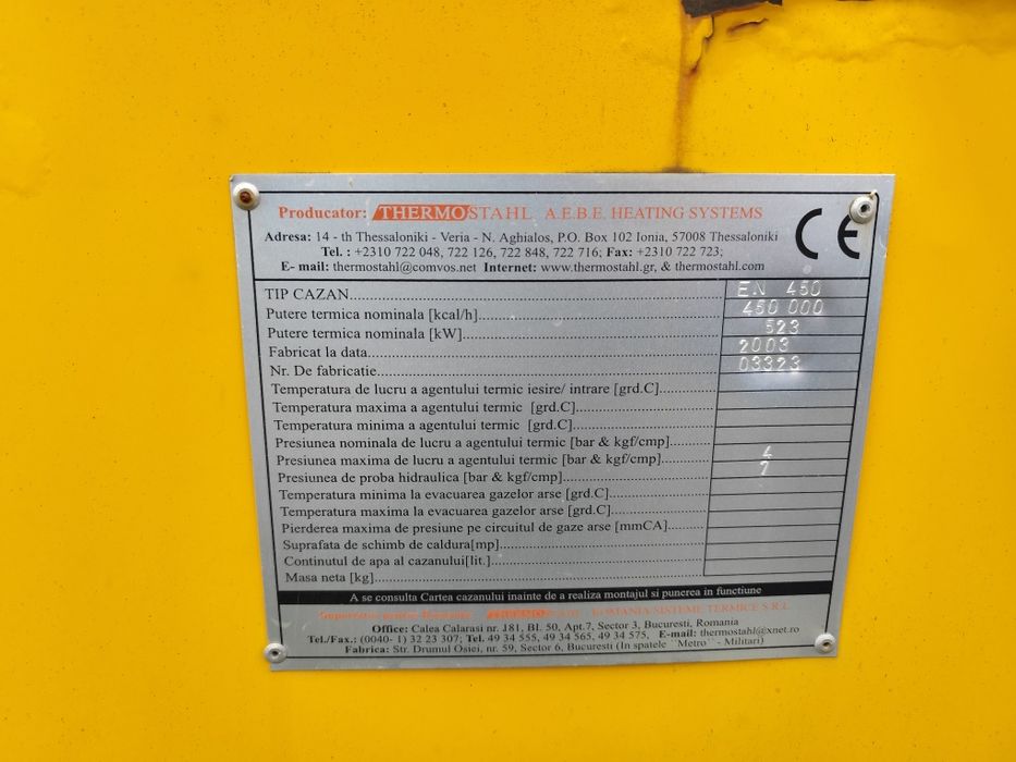 Cazan centrala termica Thermostahl  EN450, 523kw si accesorii