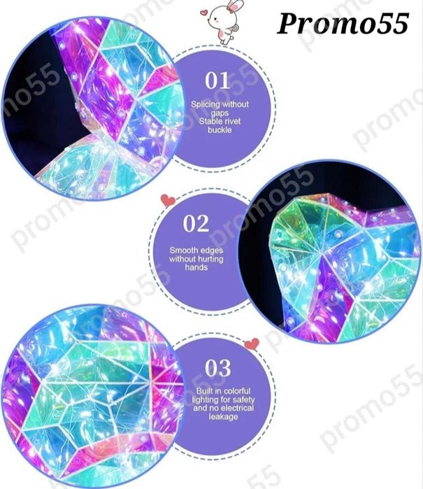 Светещо Мече със Сърце 3D в Луксозна Кутия с Панделка