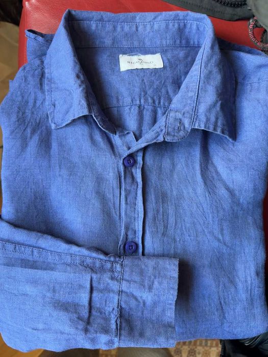 Тъмносиня ленена мъжка риза Richmond, размер  XL