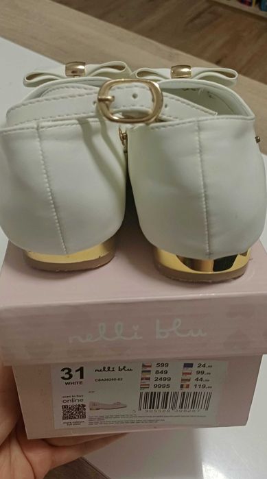 Детски официални кожени обувки с панделки, размер 31