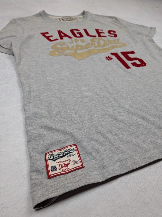 Tricou Superdry Lean Eagle Vintage Grey Graphic 3D Puff Print Mărimea M / L