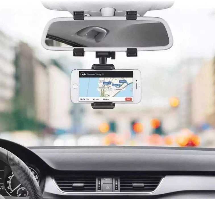 Поставка за телефон за огледало на автомобил 360° - въртяща.