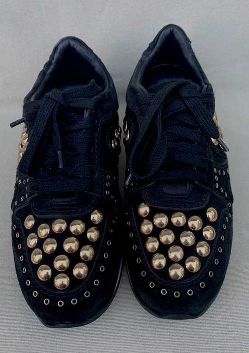 Burberry Sneakers Adidasi Studded Suede Black Mahogany Marime 35