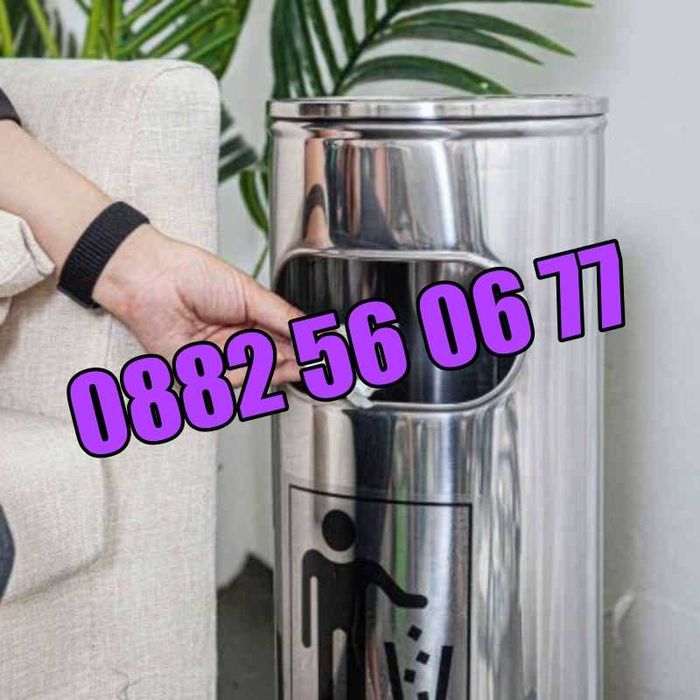 Външен пепелник, иноксов, кошче за боклук с пепелник /3 размера/