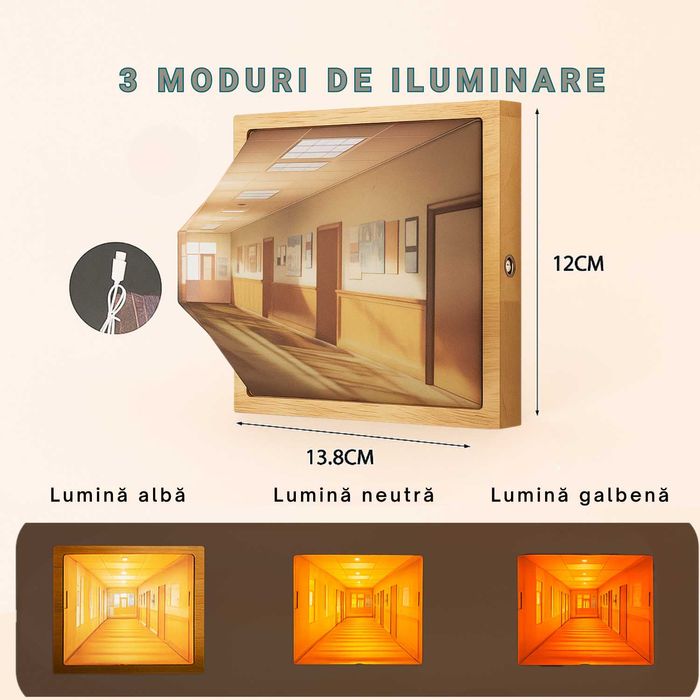 Lampa de veghe pentru perete/birou, 3D stereoscopica-efect holografic