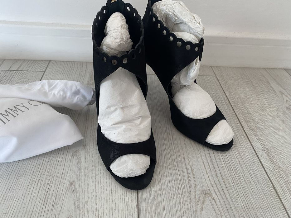 Pantofi sandale jimmy choo nr 39 negru sclipicios