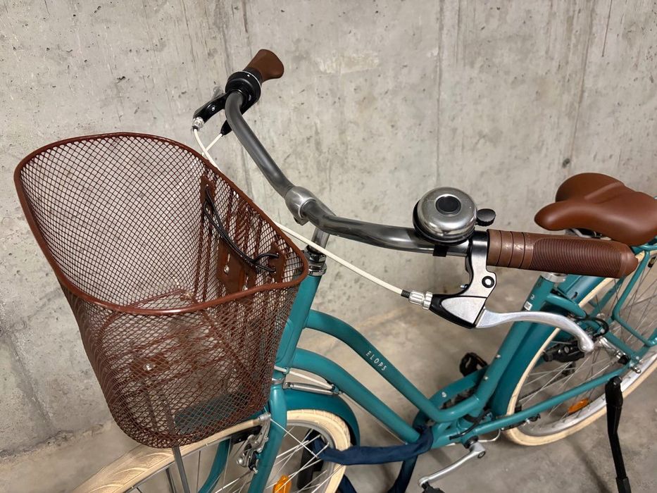 Bicicletă de oraș Elops 520, cadru jos, verde + lanț antifurt - stare perfectă
