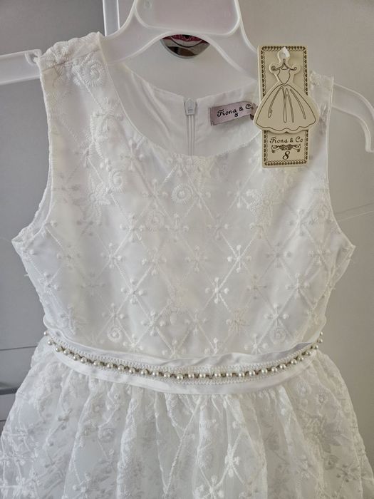 Детска официална бяла рокля с тюл Fiona & Co