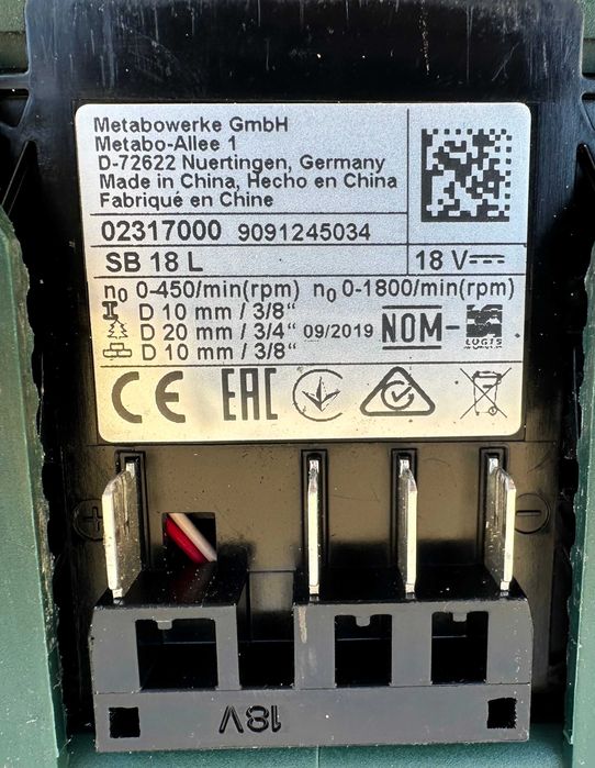 Metabo SB 18 L - Aкумулаторен ударен винтоверт 2x18V 2.0Ah