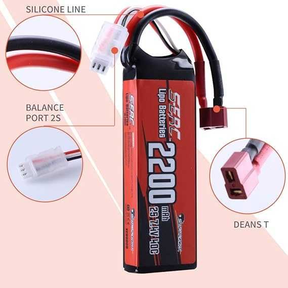 SUNPADOW 7.4V 2S Lipo батерия 40C 2200mAh  за RC превозни средства