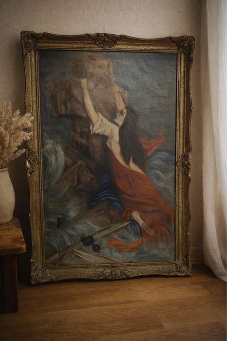 Tablou vechi, dimensiuni mari, ulei, rama originala