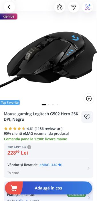 Mouse Gaming Logitech G502 Hero 25K DPI Nou