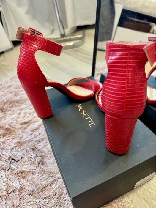 Sandale roșii elegante cu toc gros mărimea 36